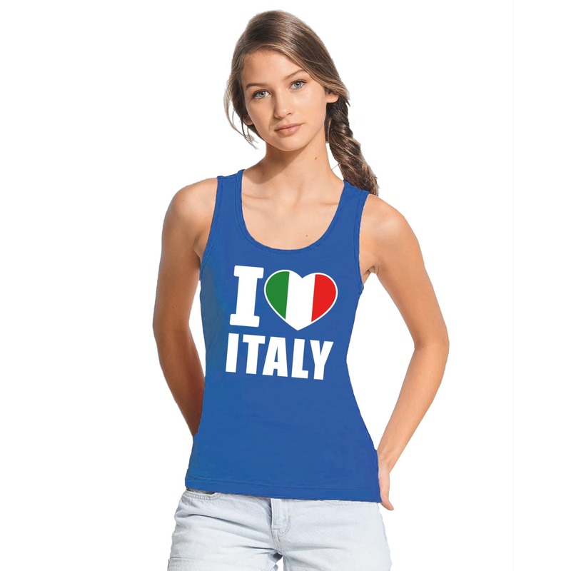 Blauw I love Italie fan singlet shirt- tanktop dames