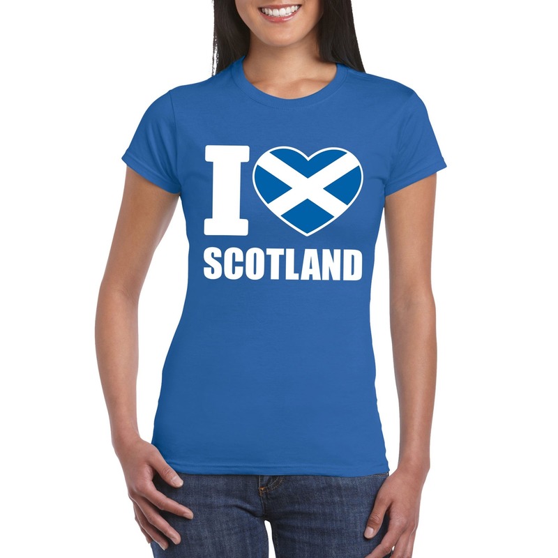 Blauw I love Schotland fan shirt dames