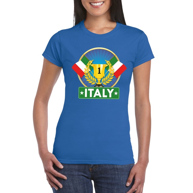 Blauw Italie supporter kampioen shirt dames
