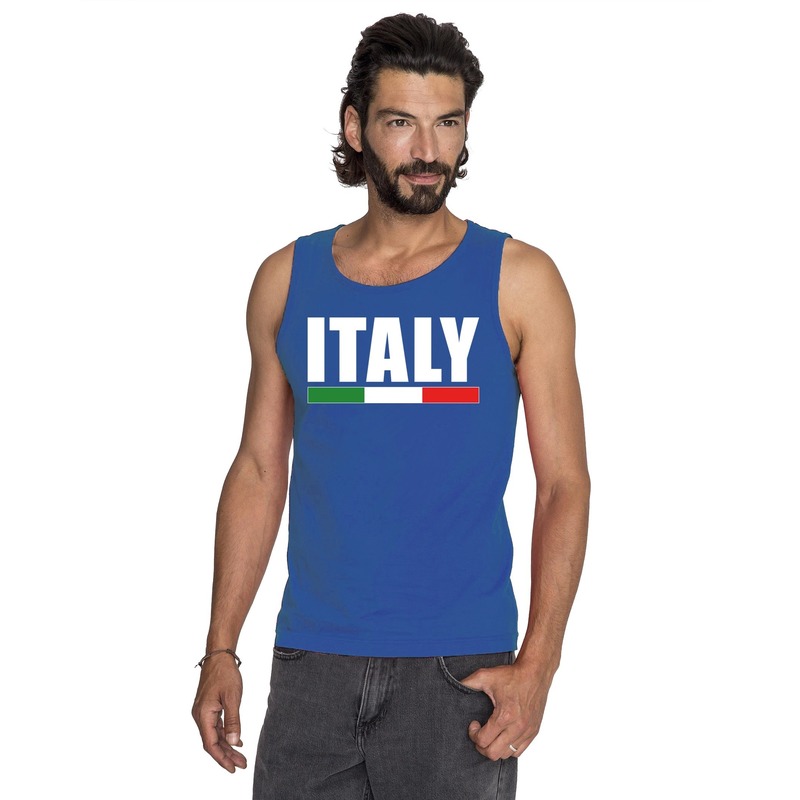 Blauw Italie supporter singlet shirt- tanktop heren