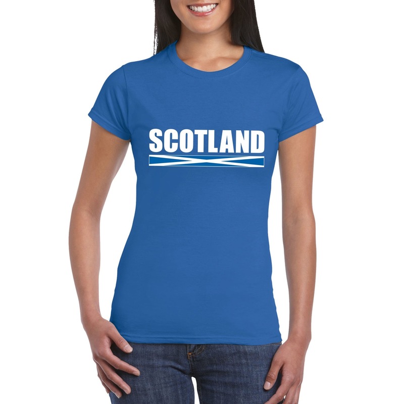 Blauw Schotland supporter t-shirt voor dames