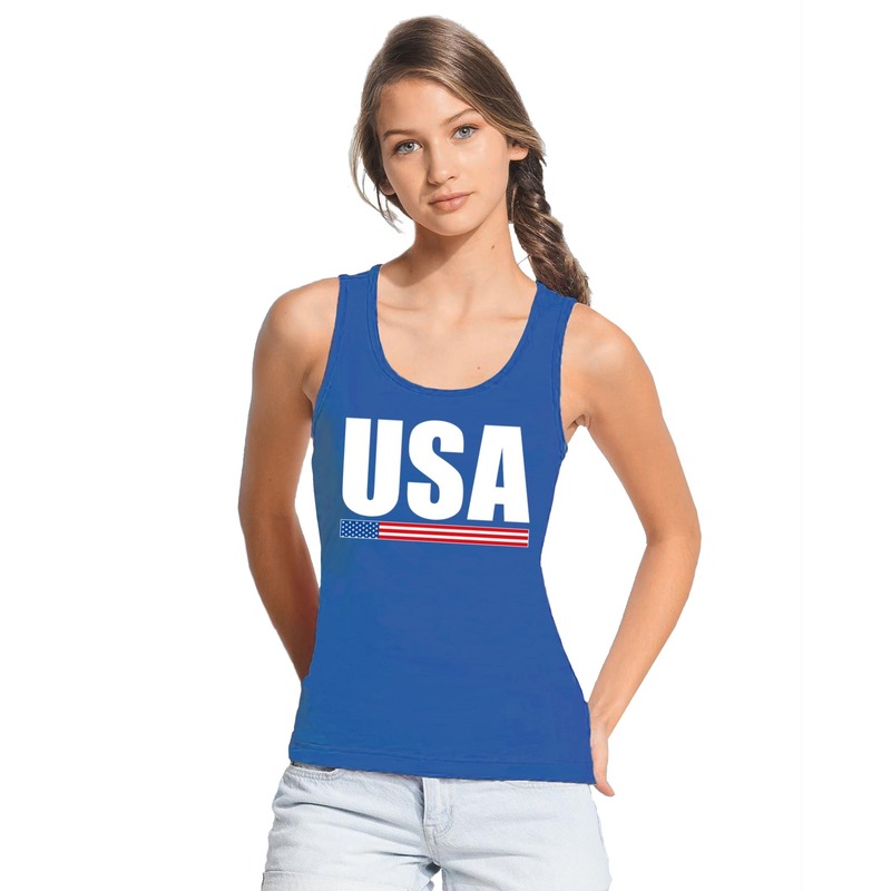 Blauw USA- Amerika supporter singlet shirt- tanktop dames