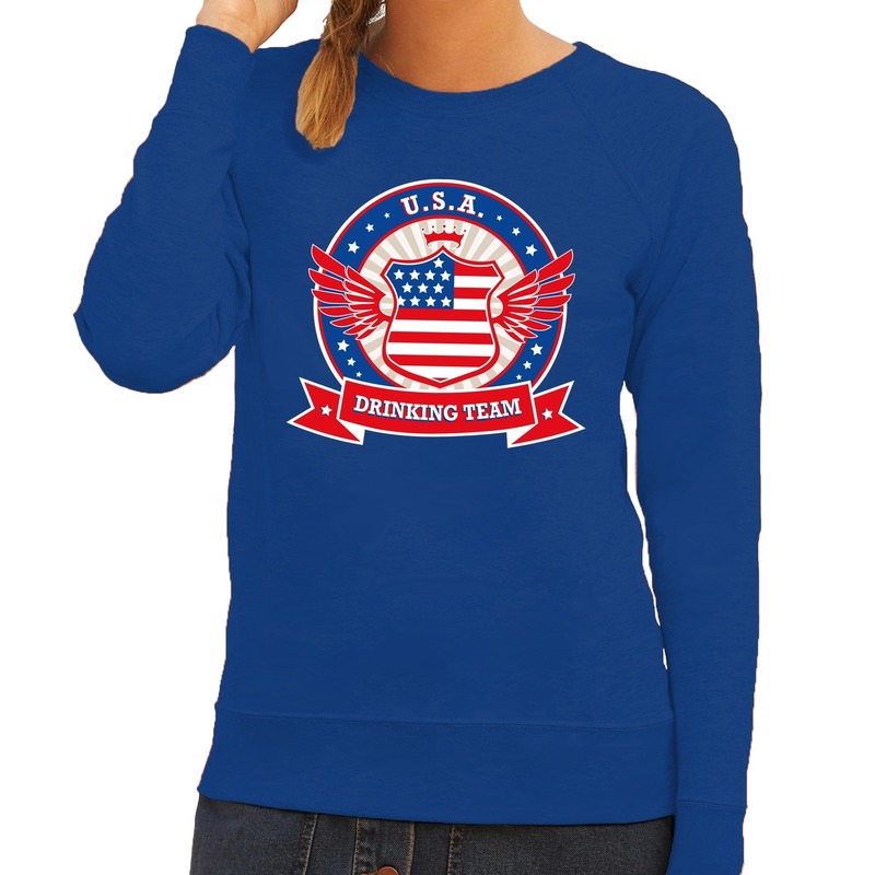 Blauw USA drinking team sweater dames