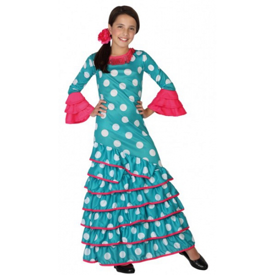 Blauwe Flamenco jurken voor meiden