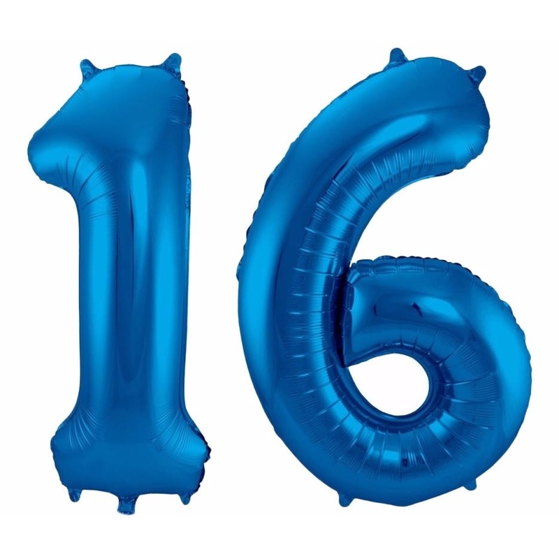 Blauwe folie ballonnen 16 jaar