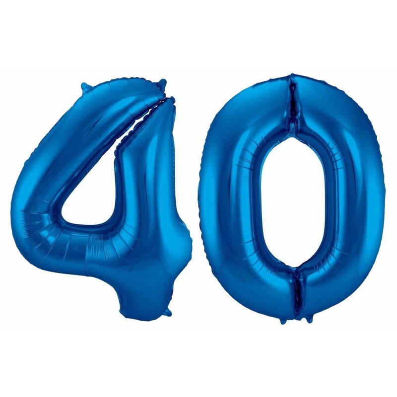 Blauwe folie ballonnen 40 jaar