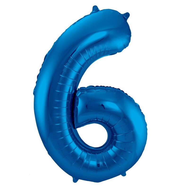 Blauwe folie ballonnen 6 jaar