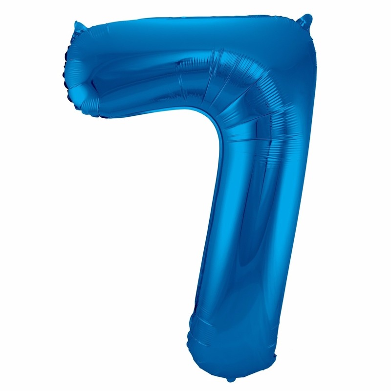 Blauwe folie ballonnen 7 jaar