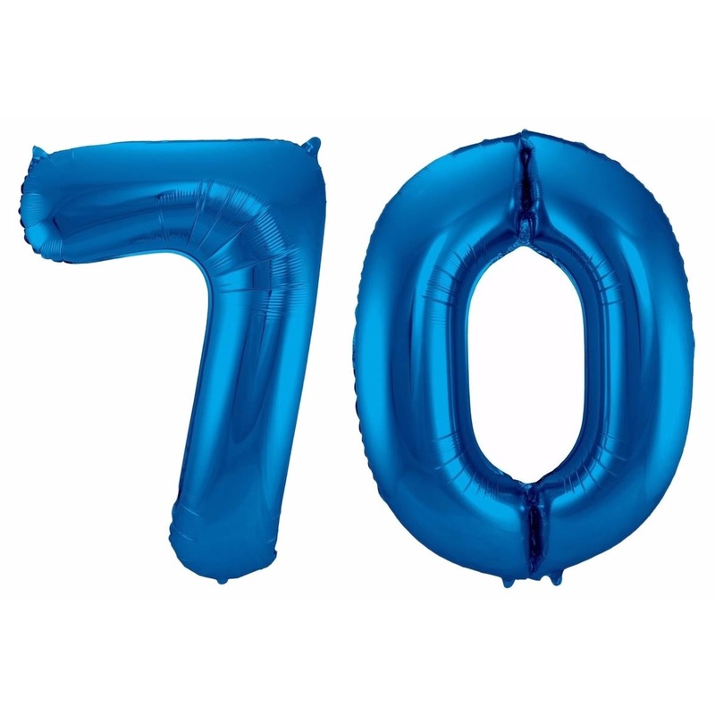 Blauwe folie ballonnen 70 jaar