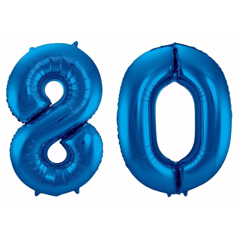 Blauwe folie ballonnen 80 jaar