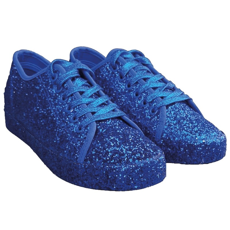 Blauwe glitter disco sneakers-schoenen voor dames
