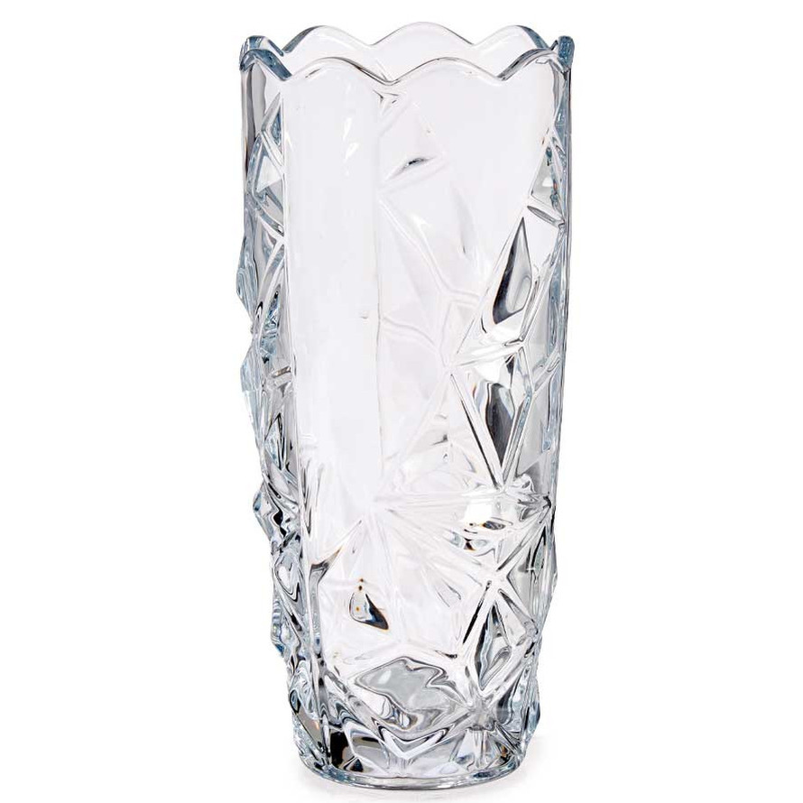 Bloemenvaas diamant relief 13,5 x 29 cm van glas