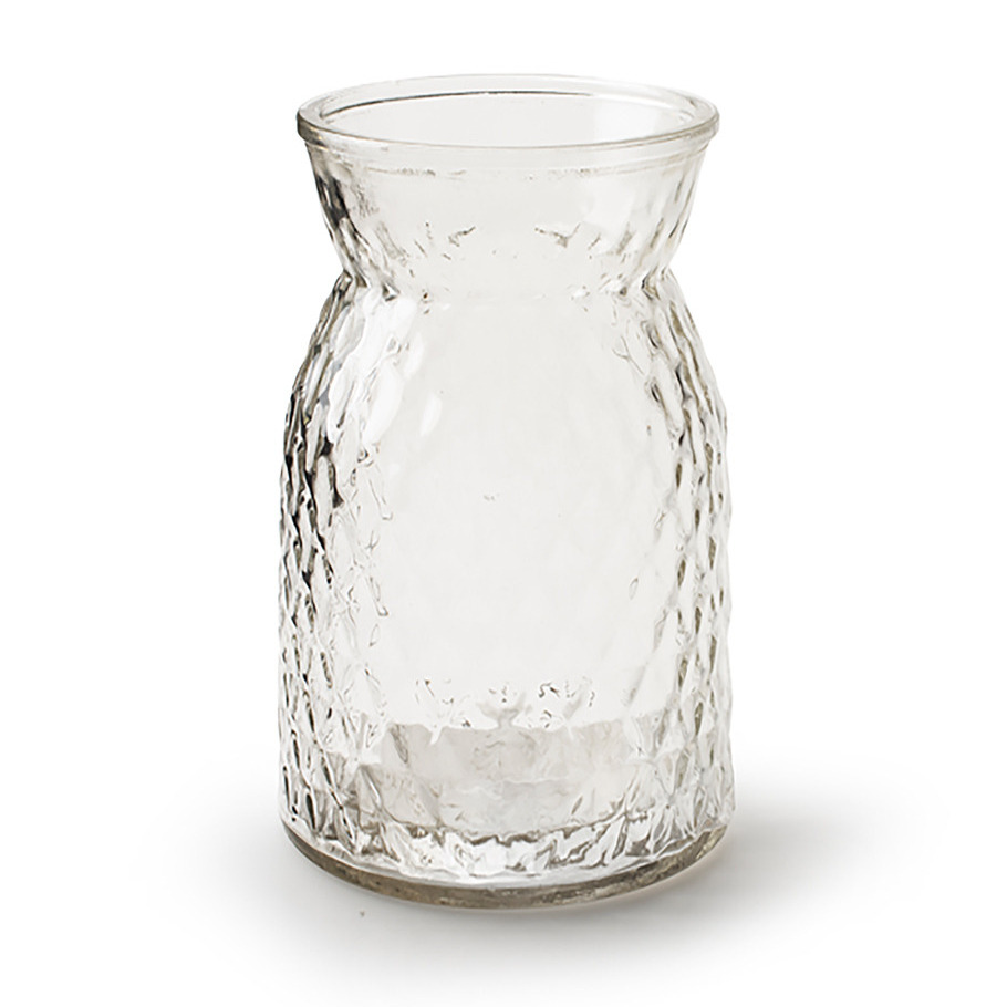 Bloemenvaas helder bewerkt-transparant glas H25 x D13.5 cm
