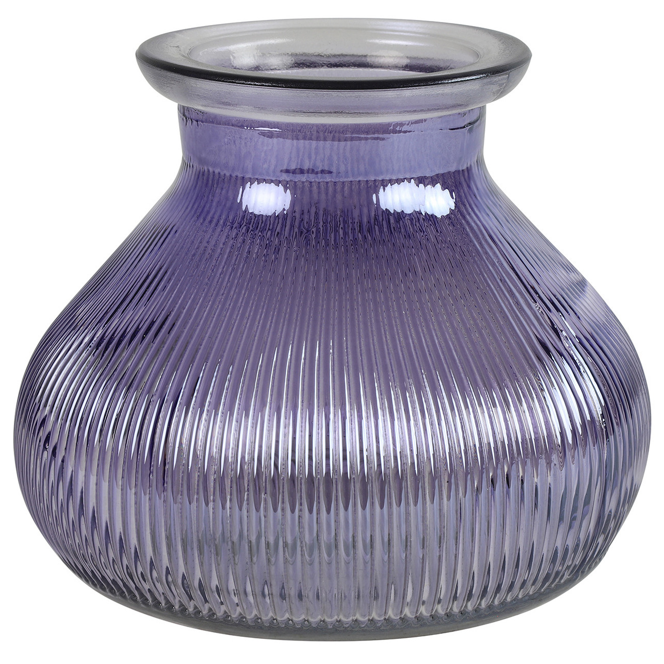 Bloemenvaas paars-transparant glas H12 x D15 cm