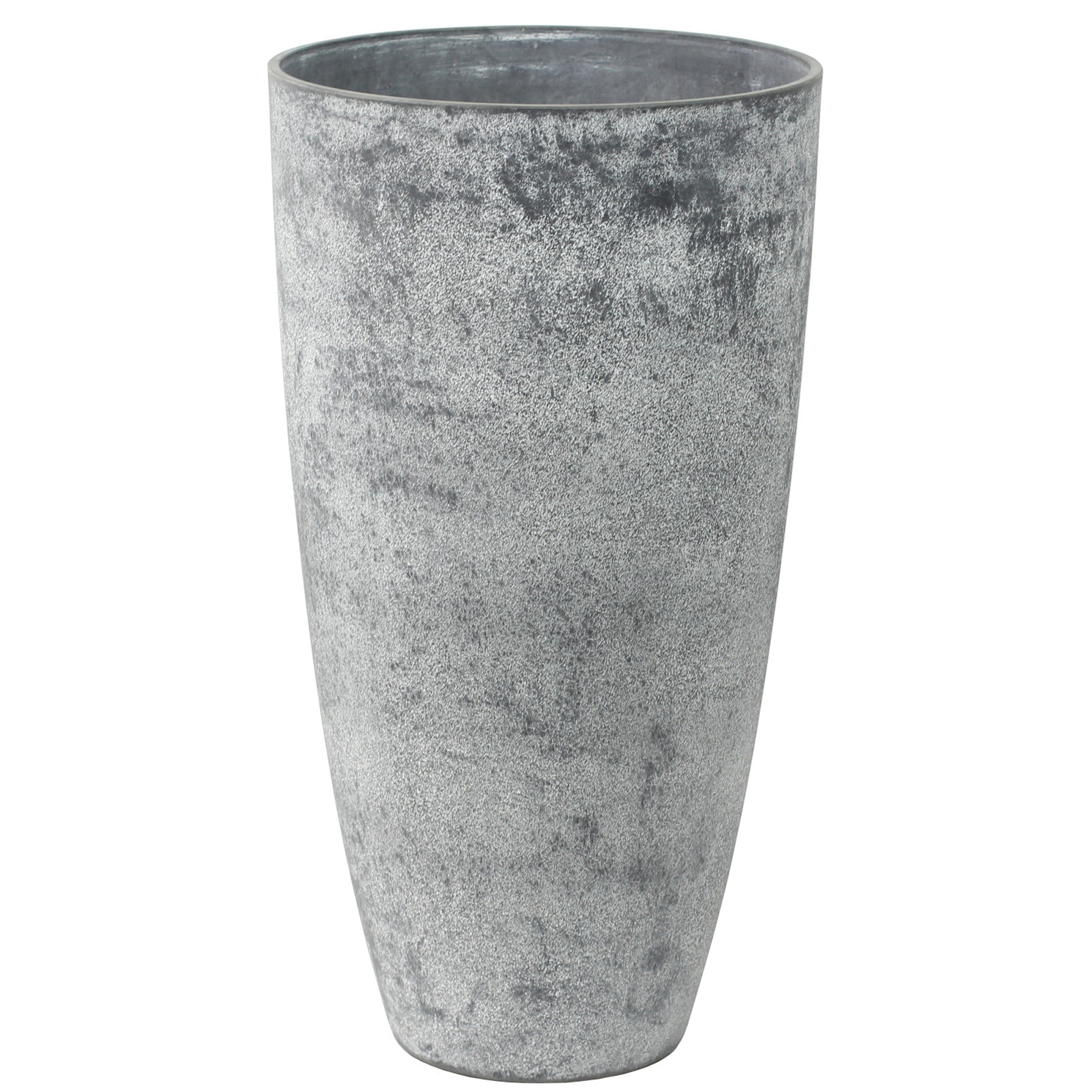 Bloempot-plantenpot vaas van gerecycled kunststof betongrijs D29 en H50 cm