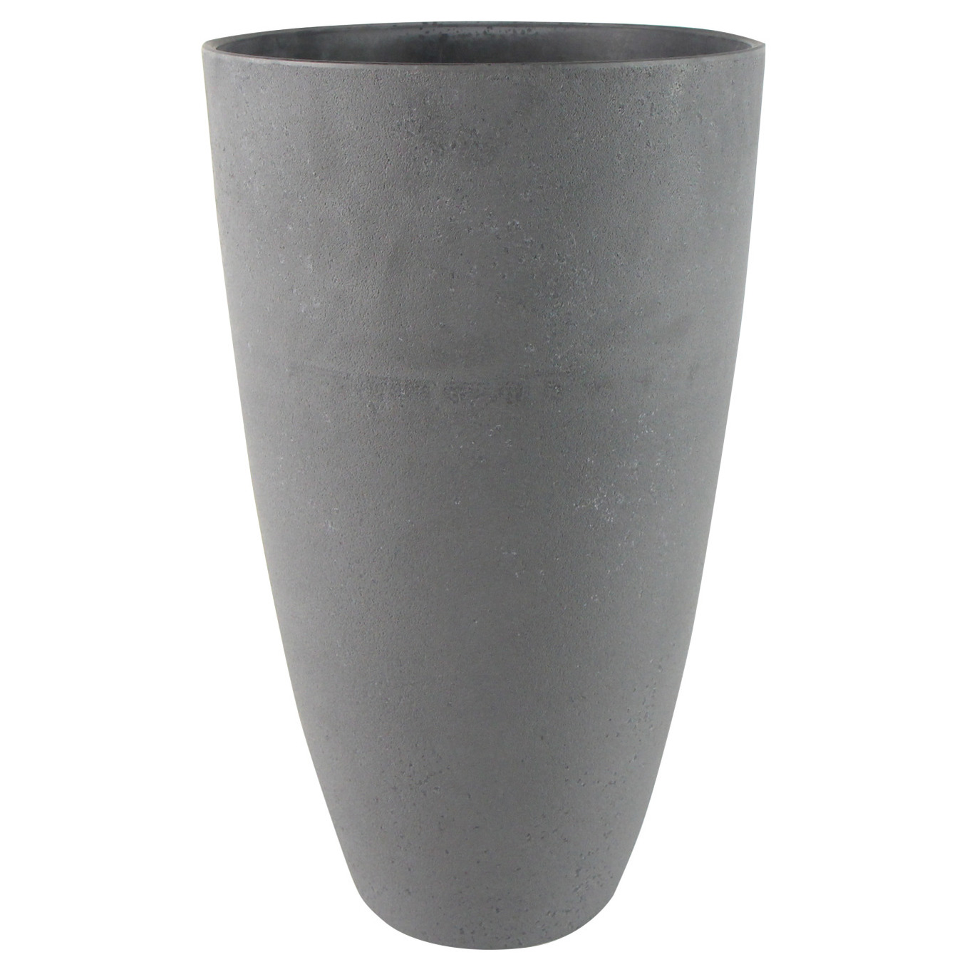 Bloempot-plantenpot vaas van gerecycled kunststof donkergrijs D29 en H50 cm
