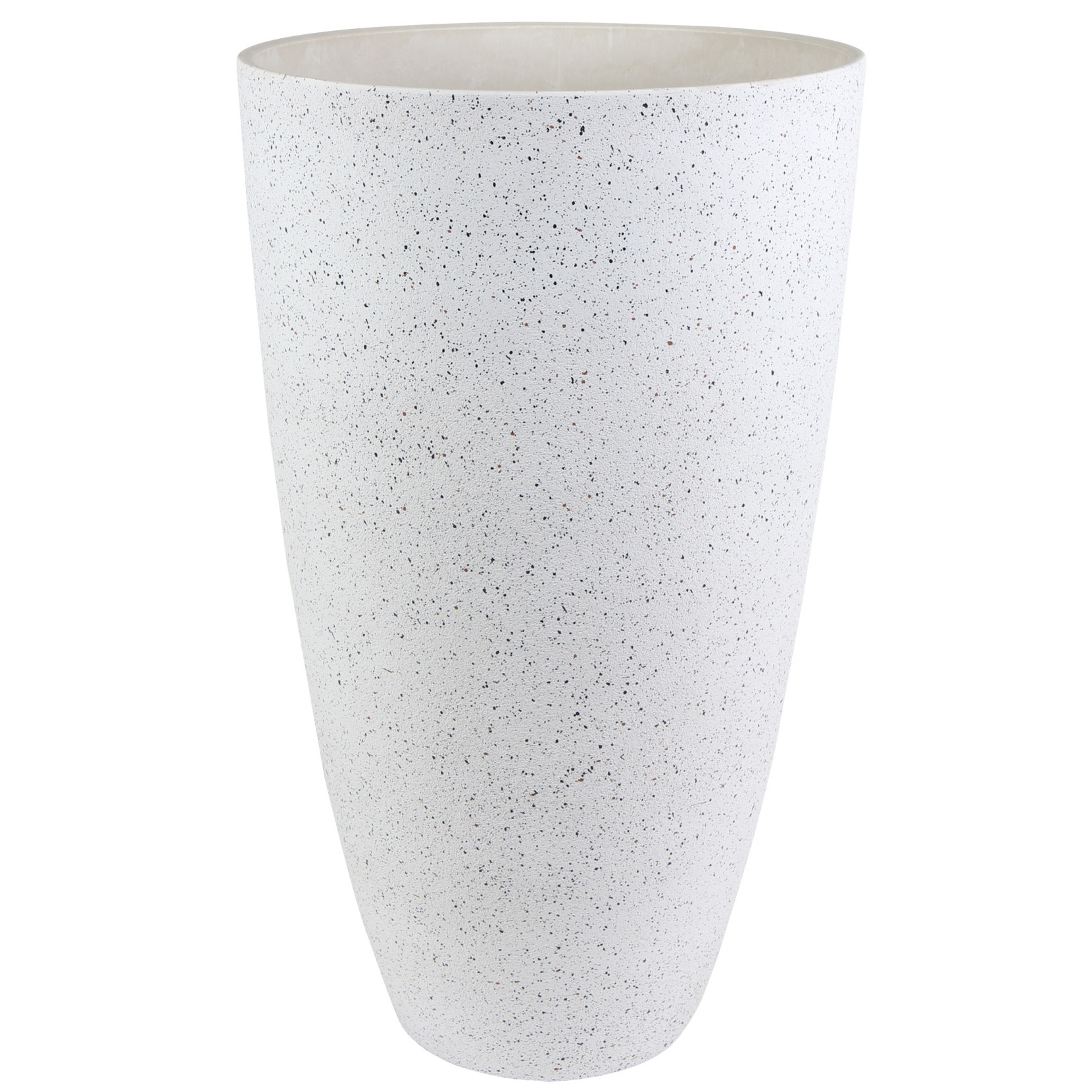 Bloempot-plantenpot vaas van gerecycled kunststof wit D29 en H50 cm