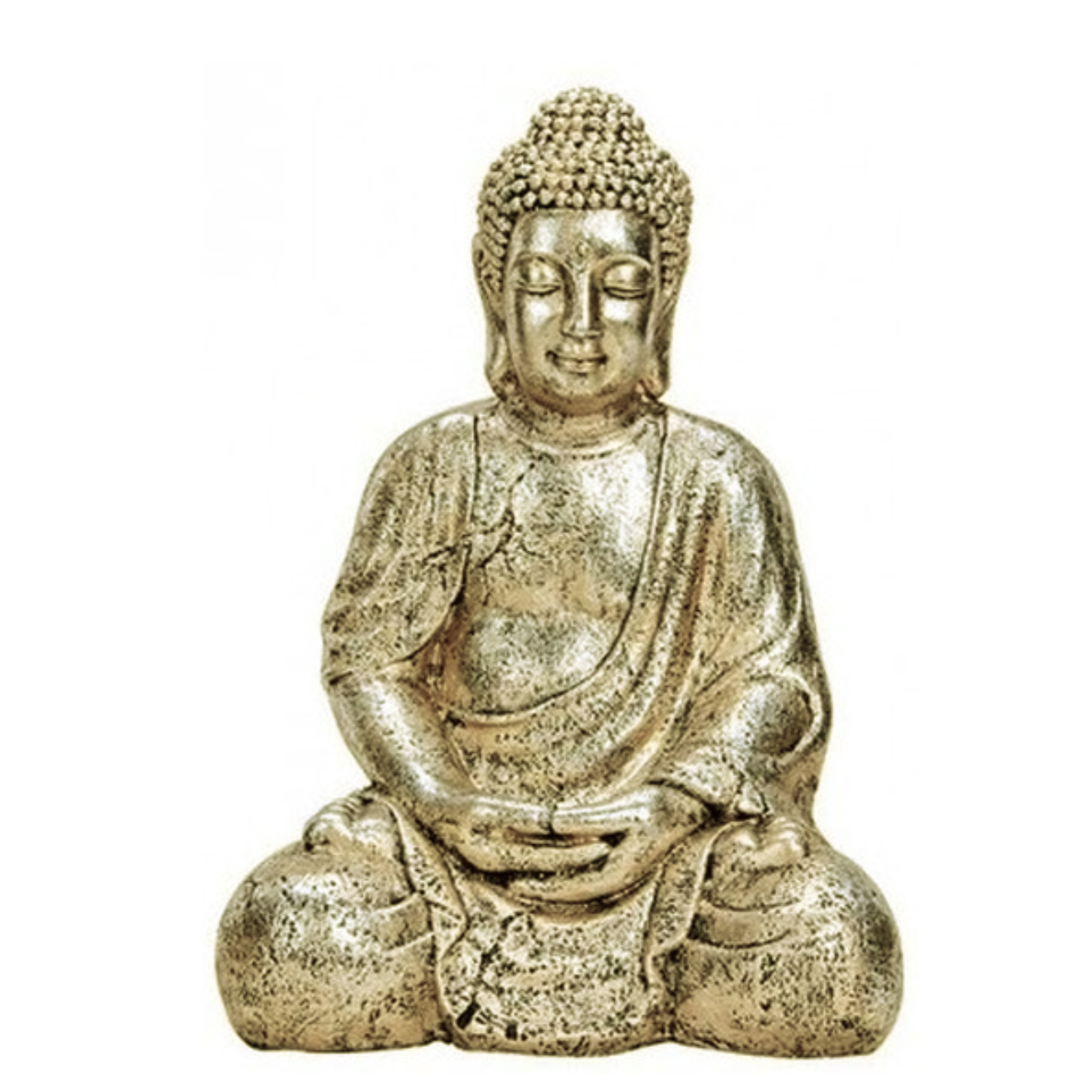 Boeddha beeld binnen en buiten licht goud polystone 43 cm