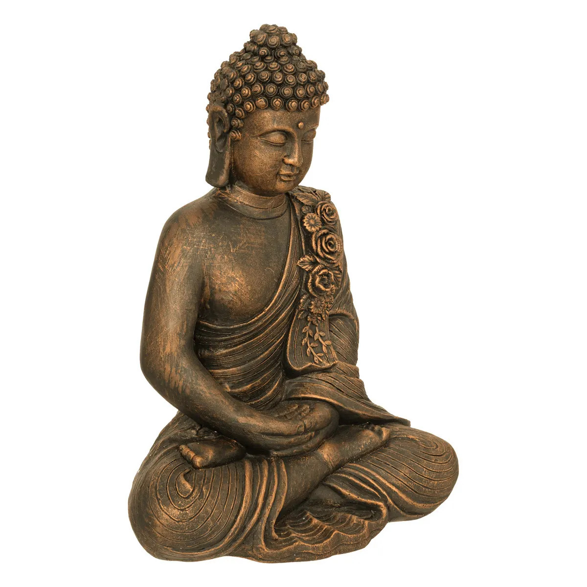 Boeddha beeld Chill binnen-buiten kunststeen antiek brons 39 x 25 x 55 cm