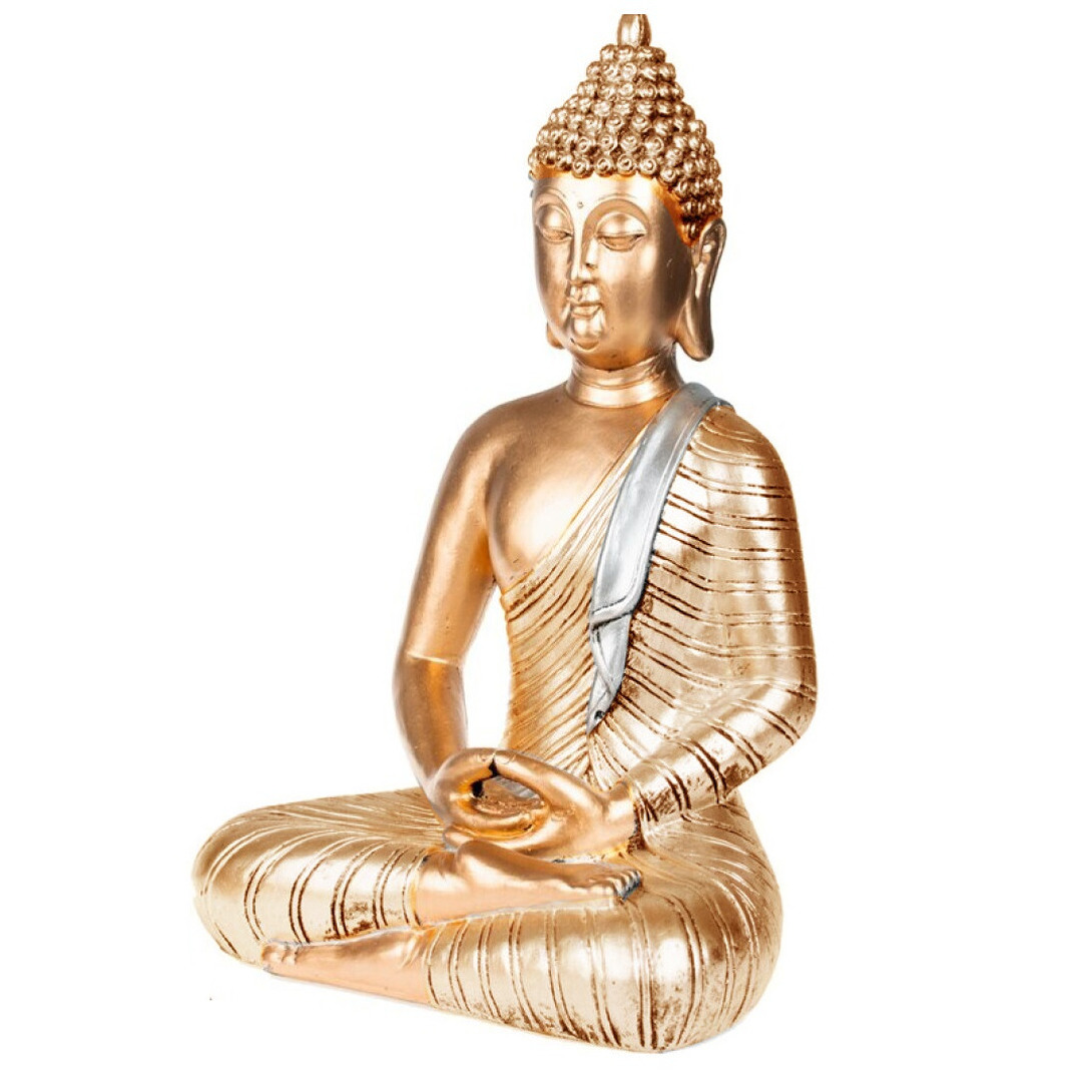 Boeddha beeld voor binnen goud 35 cm
