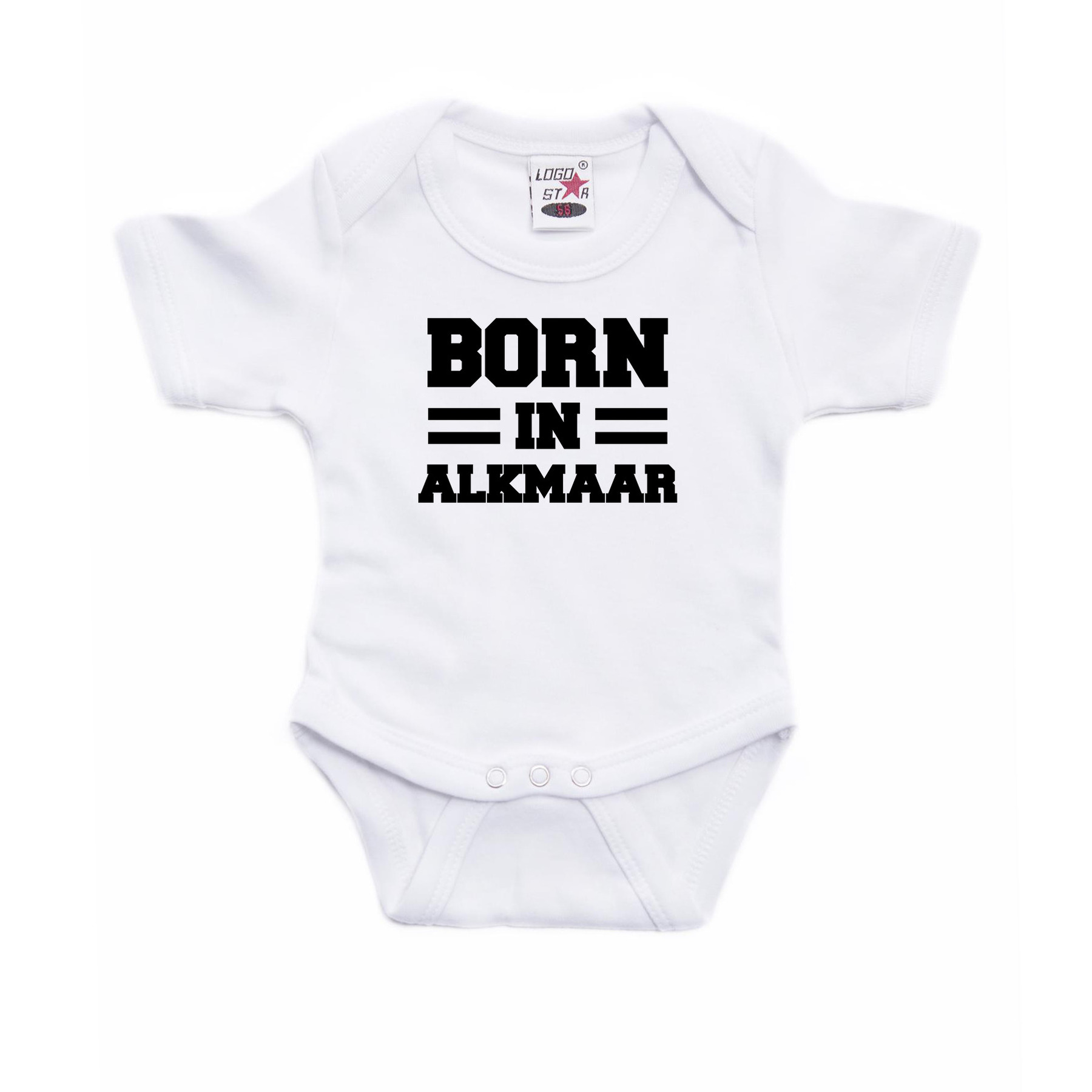 Born in Alkmaar cadeau baby rompertje wit jongen-meisje