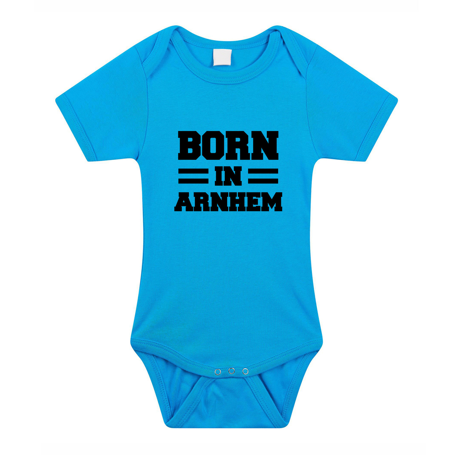 Born in Arnhem cadeau baby rompertje blauw jongens