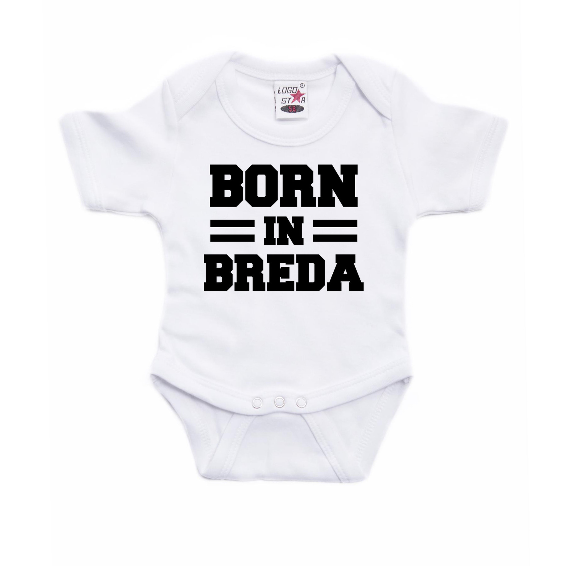 Born in Breda cadeau baby rompertje wit jongen-meisje