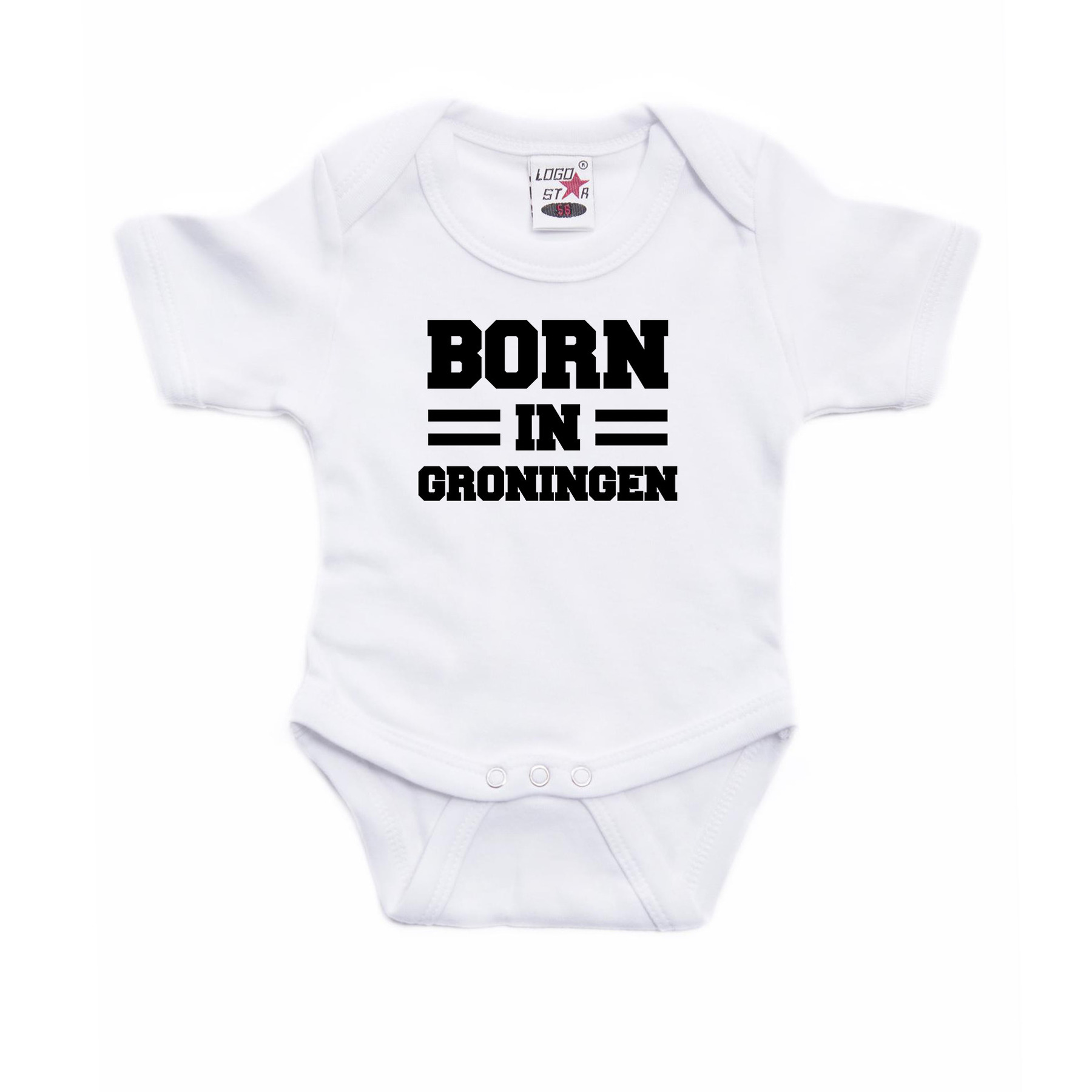 Born in Groningen cadeau baby rompertje wit jongen-meisje