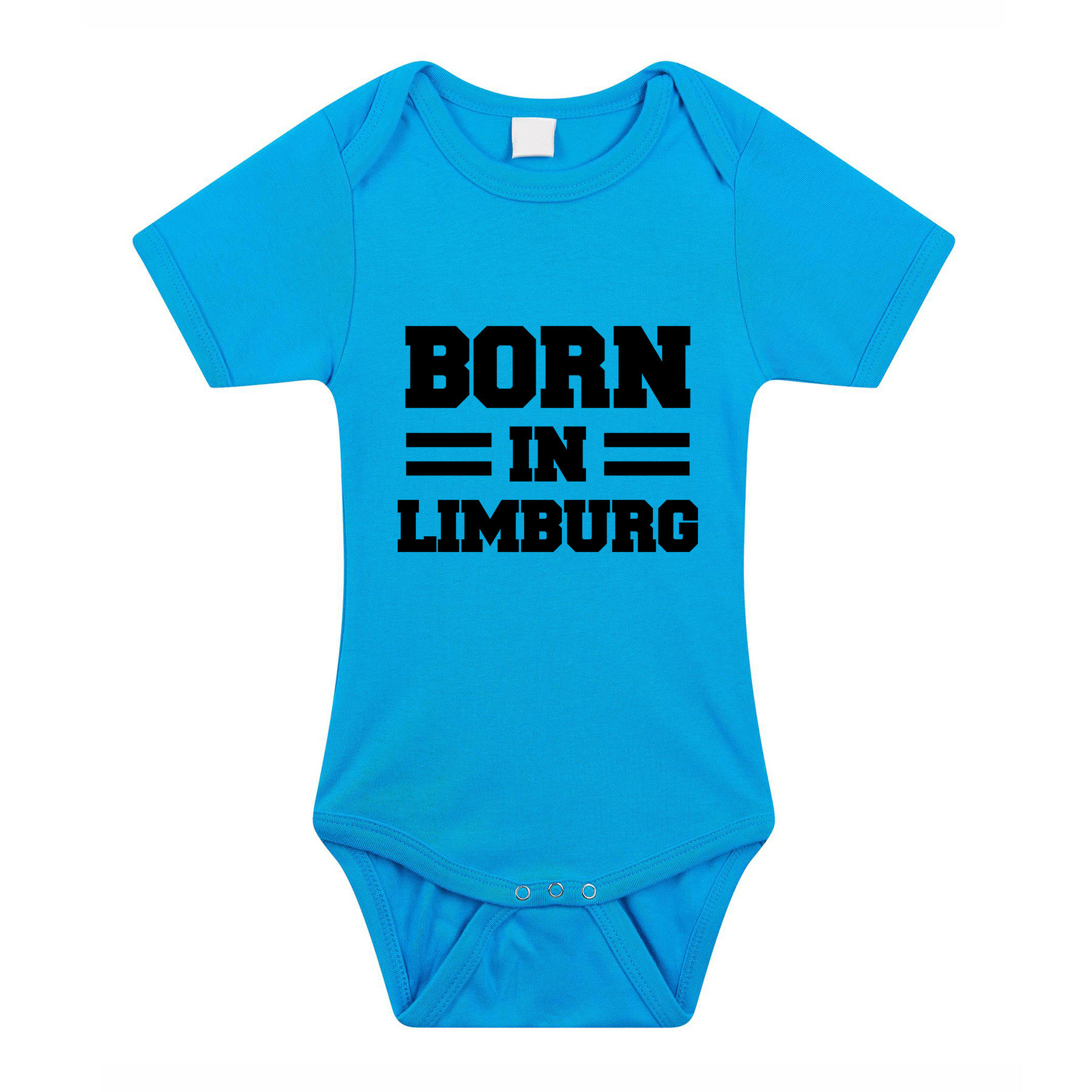 Born in Limburg cadeau baby rompertje blauw jongens