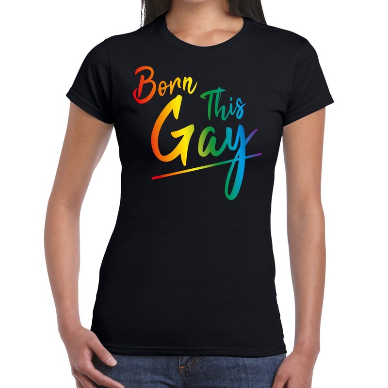Born this Gay pride t-shirt zwart voor dames