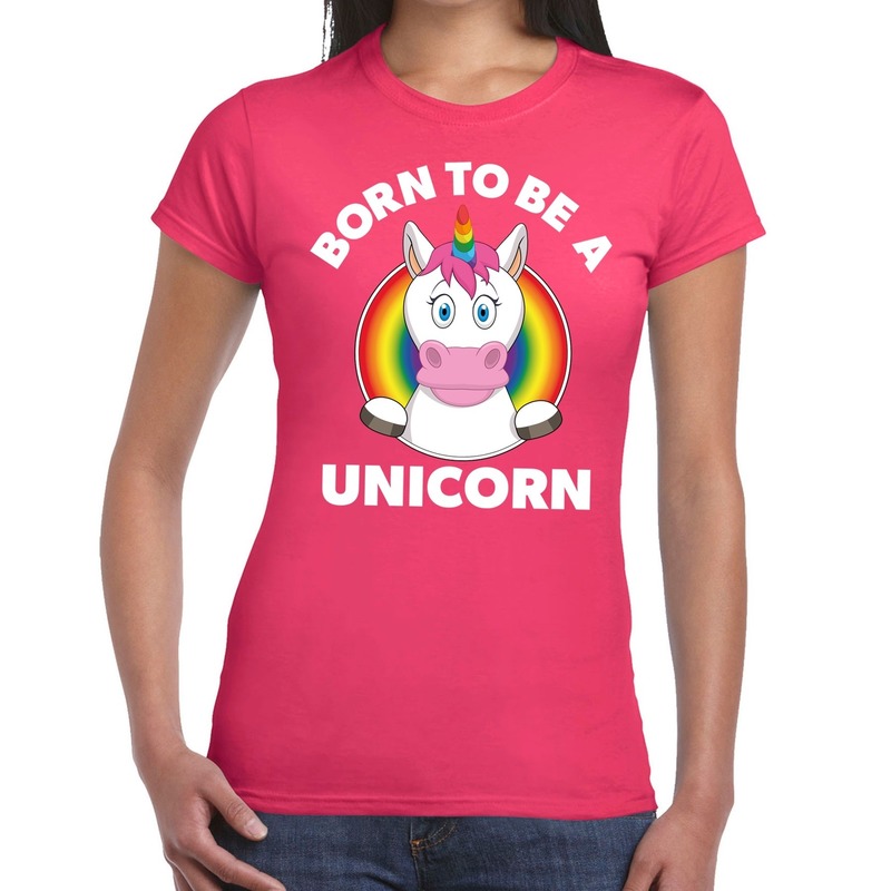 Born to be a unicorn gay pride t-shirt roze dames