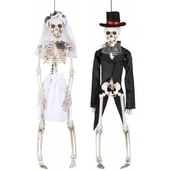 Bruid en bruidegom horror skeletten 41 cm
