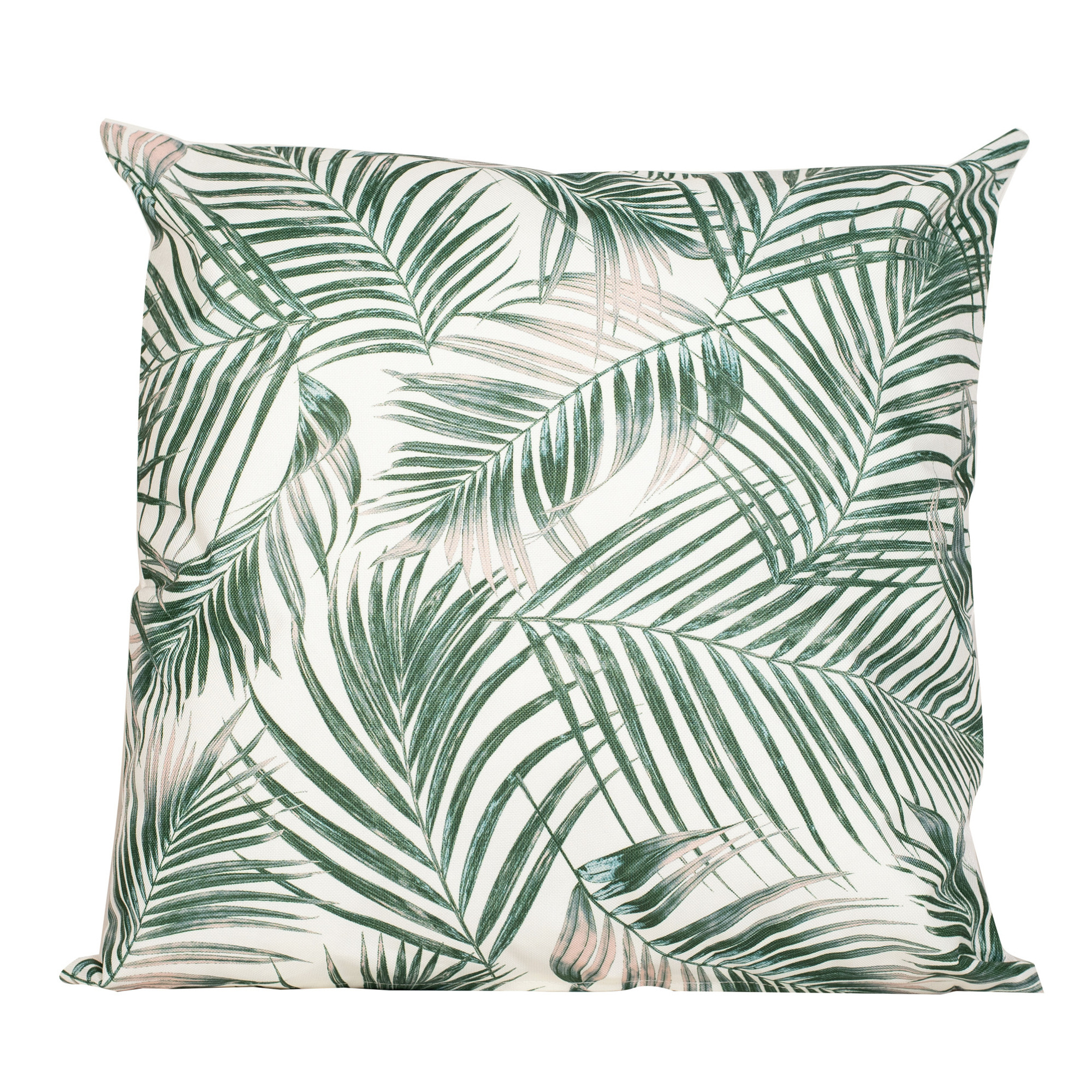 Buitenkussen palm wit-groen 60 x 60 cm Water en UV bestendig
