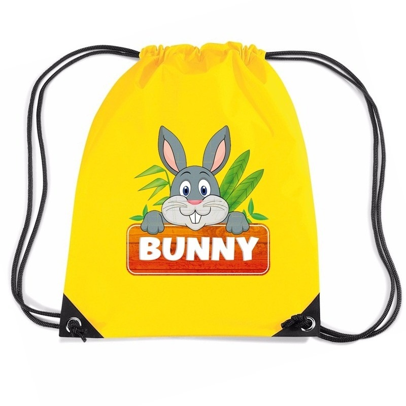 Bunny het Konijn rugtas-gymtas geel voor kinderen