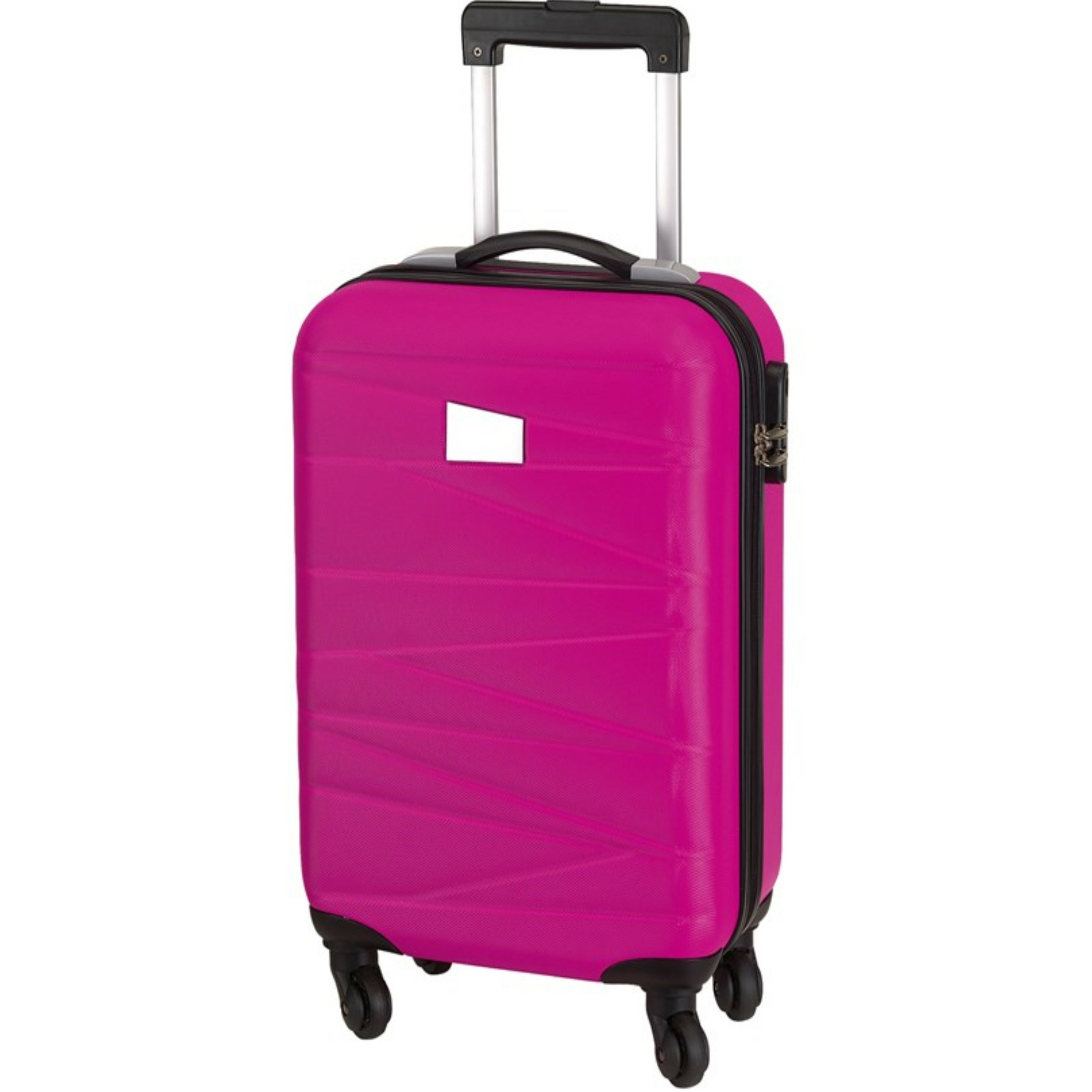 Cabine handbagage reis trolley koffer met zwenkwielen 55 x 35 x 20 cm fuchsia roze