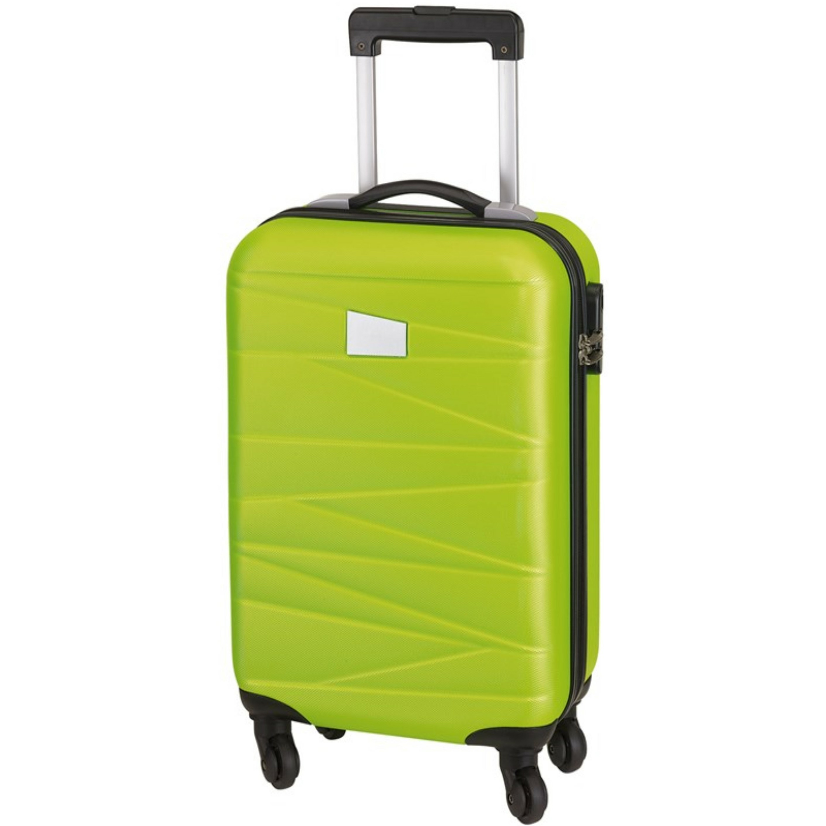 Cabine handbagage reis trolley koffer met zwenkwielen 55 x 35 x 20 cm limegroen