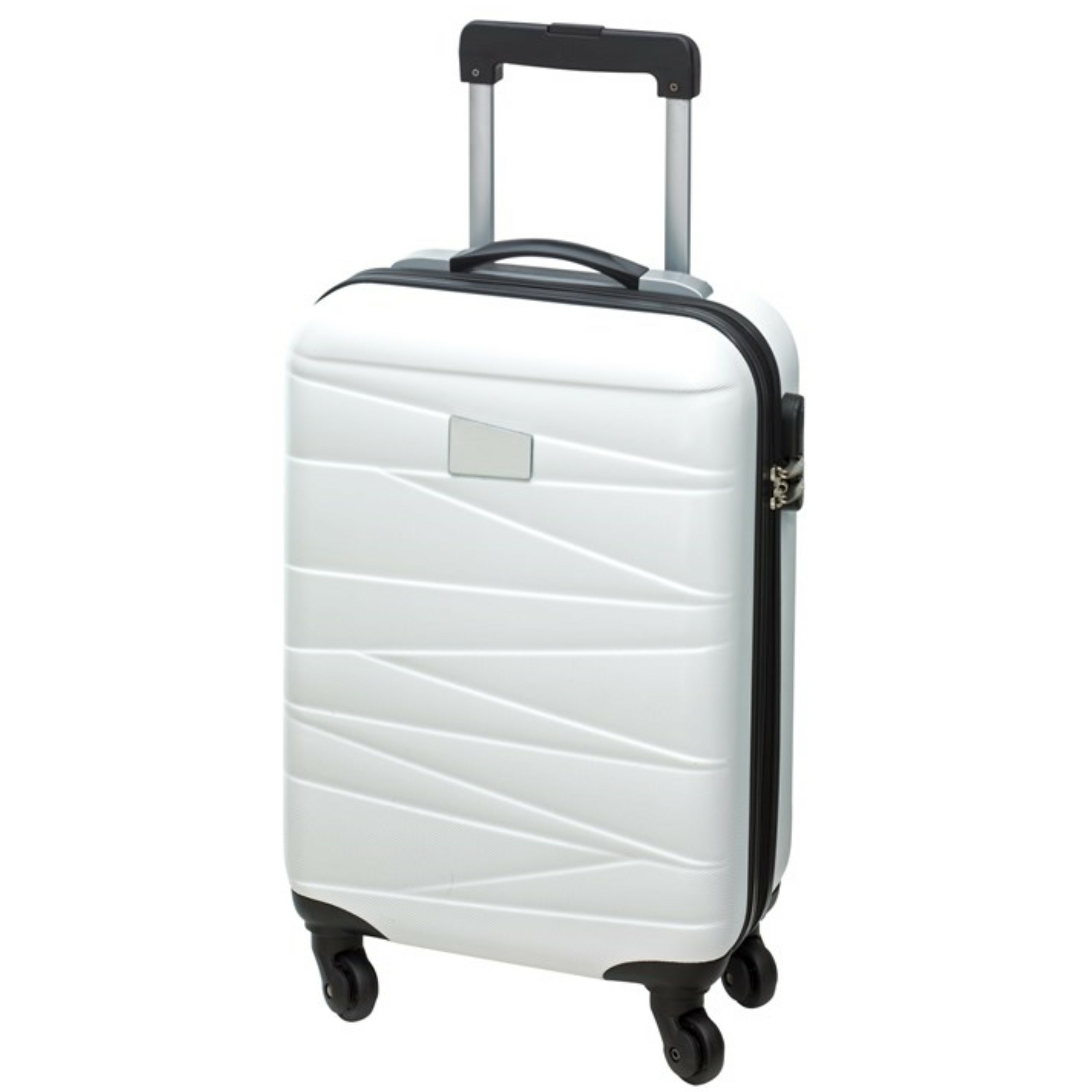 Cabine handbagage reis trolley koffer met zwenkwielen 55 x 35 x 20 cm wit