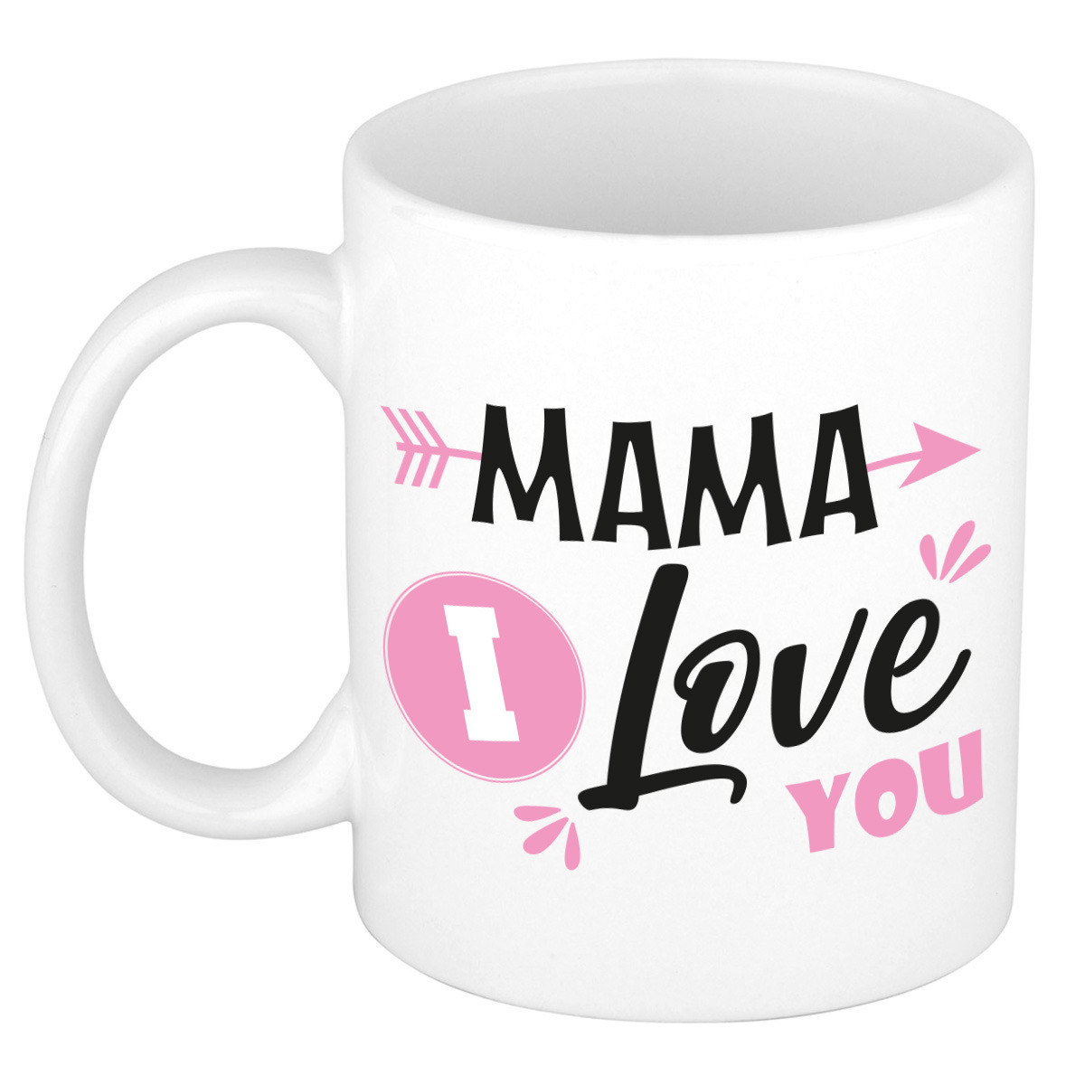 Cadeau koffie-thee mok voor mama roze love mama keramiek 300 ml Moederdag