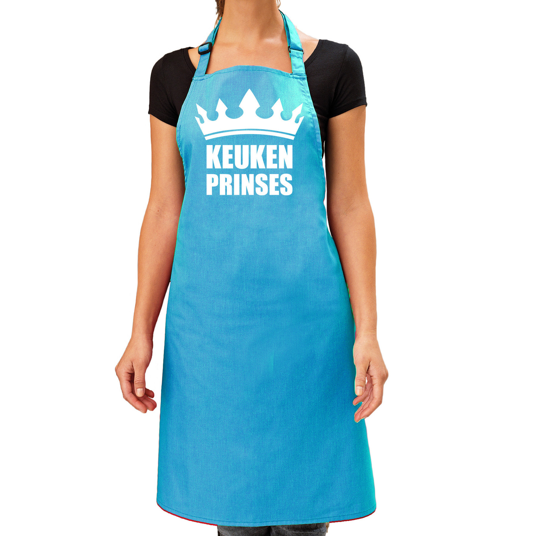 Cadeau schort voor dames keuken prinses blauw keukenschort verjaardag