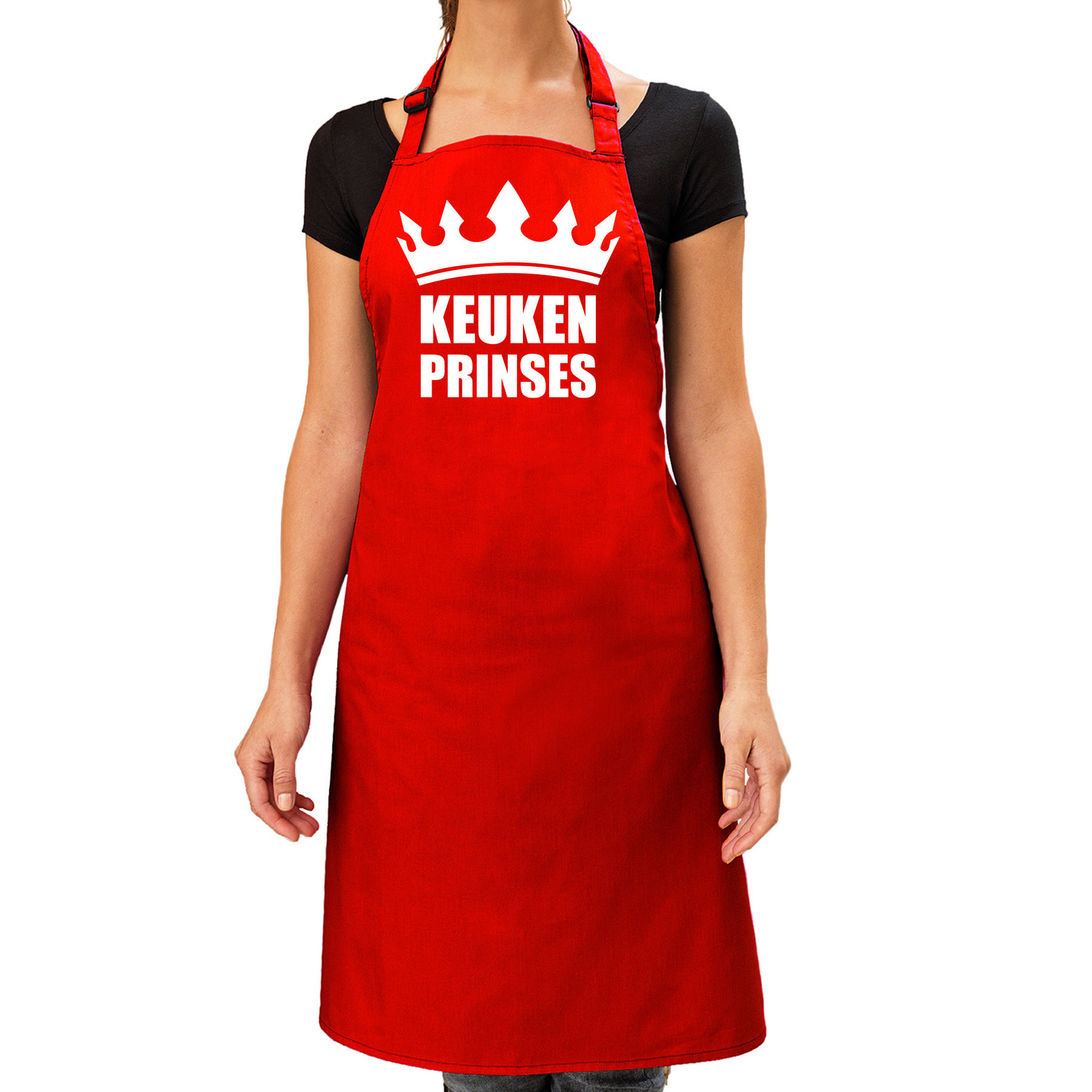 Cadeau schort voor dames keuken prinses rood keukenschort verjaardag