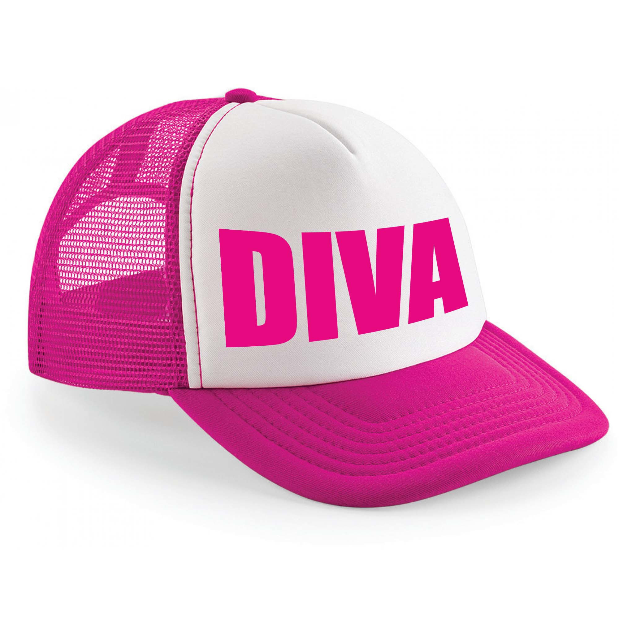 Cadeau snapback-cap Diva roze-wit pet dames foute party