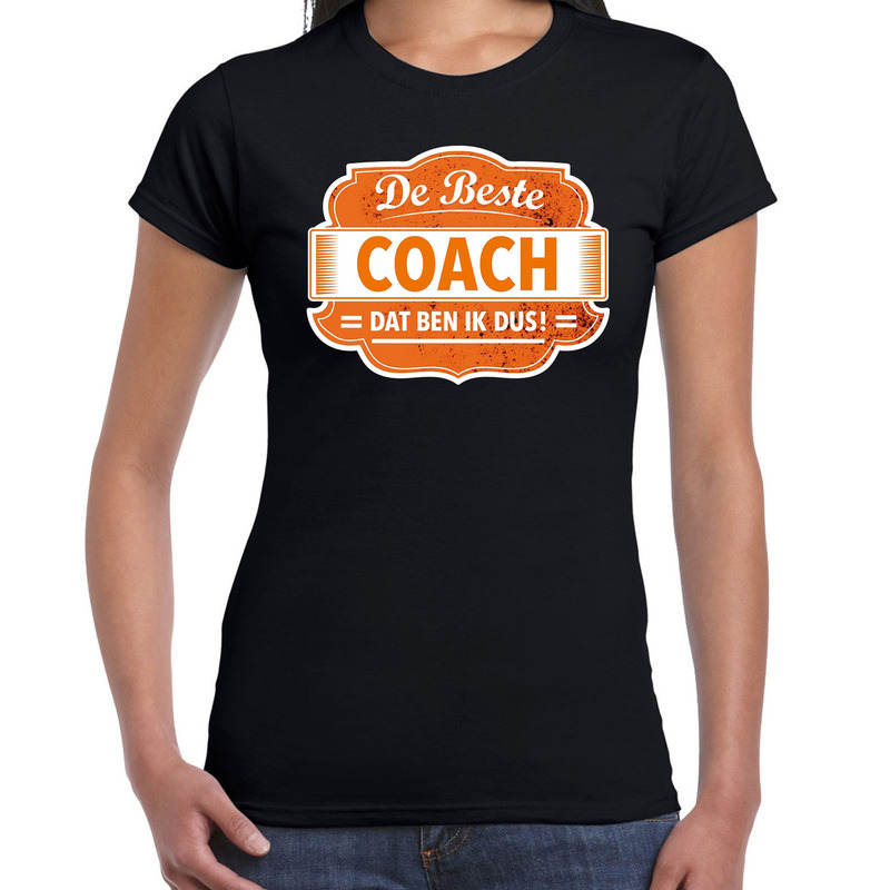 Cadeau t-shirt voor de beste coach zwart voor dames