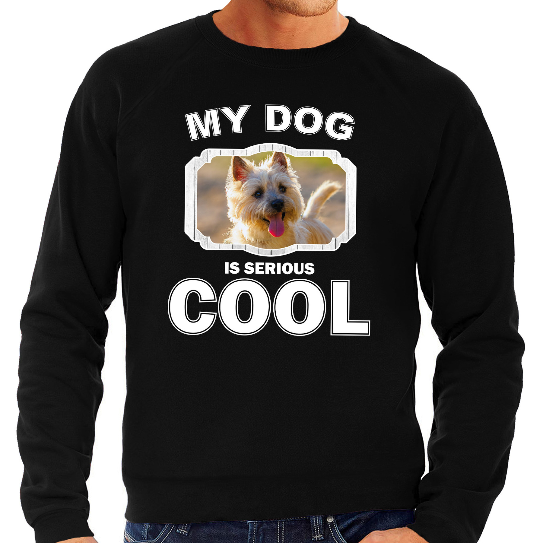 Cairn terrier honden sweater-trui my dog is serious cool zwart voor heren