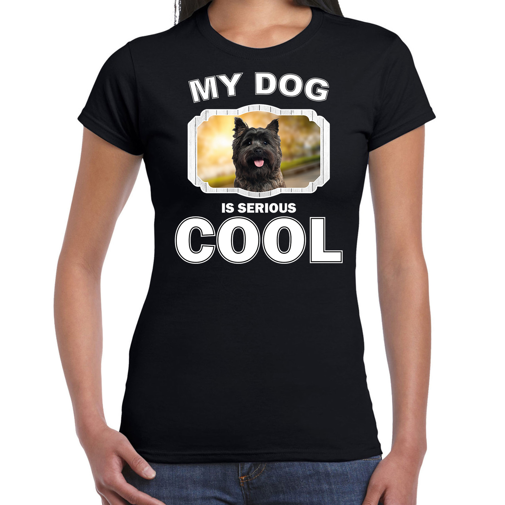 Cairn terriers honden t-shirt my dog is serious cool zwart voor dames
