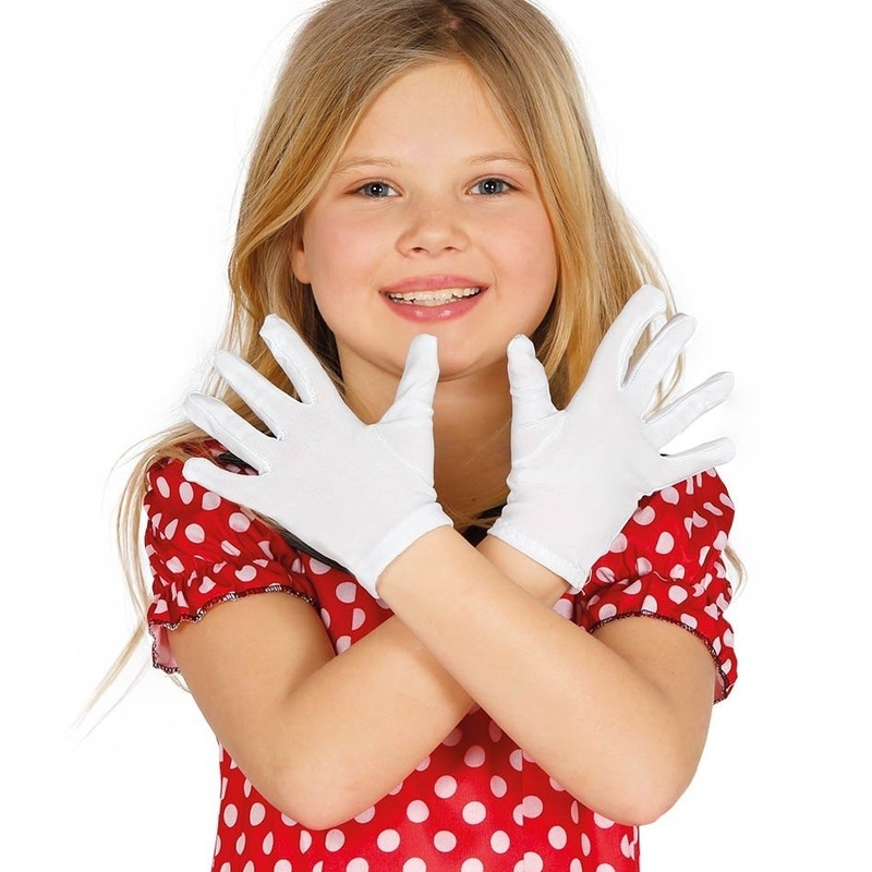 Carnaval handschoenen wit voor kinderen