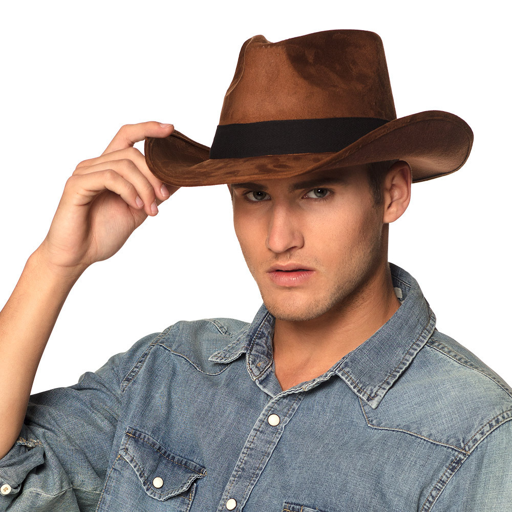 Carnaval verkleed Cowboy hoed Adventure bruin voor volwassenen Western-Explorer thema