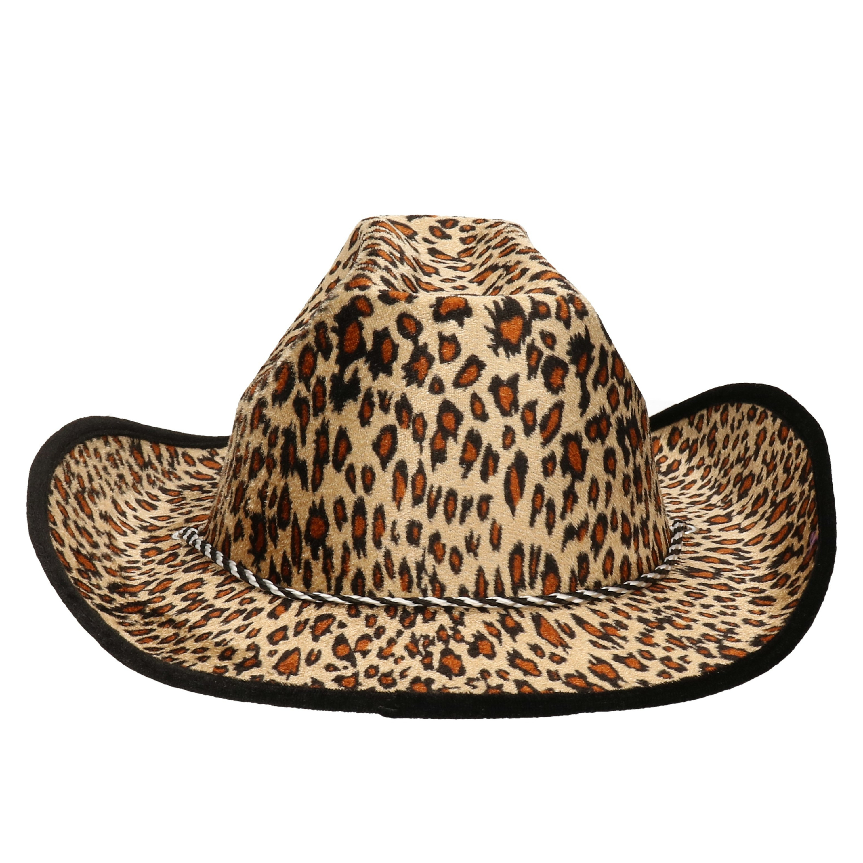 Carnaval verkleed Cowboy hoed Leopard lichtbruin volwassenen Luipaard print