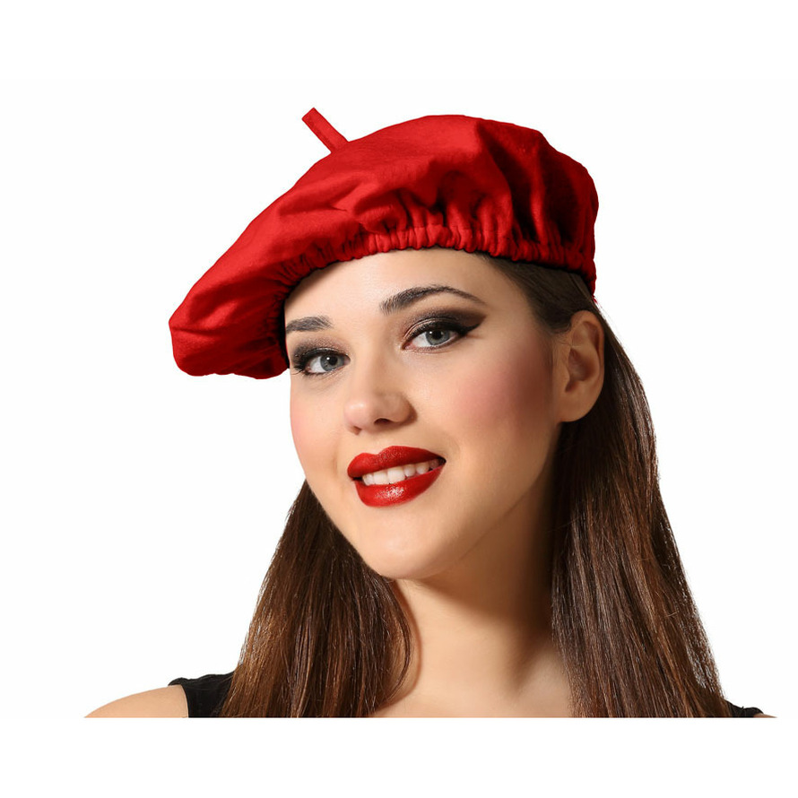 Carnaval verkleed hoed-baret in Franse stijl rood polyester heren-dames Frankrijk thema