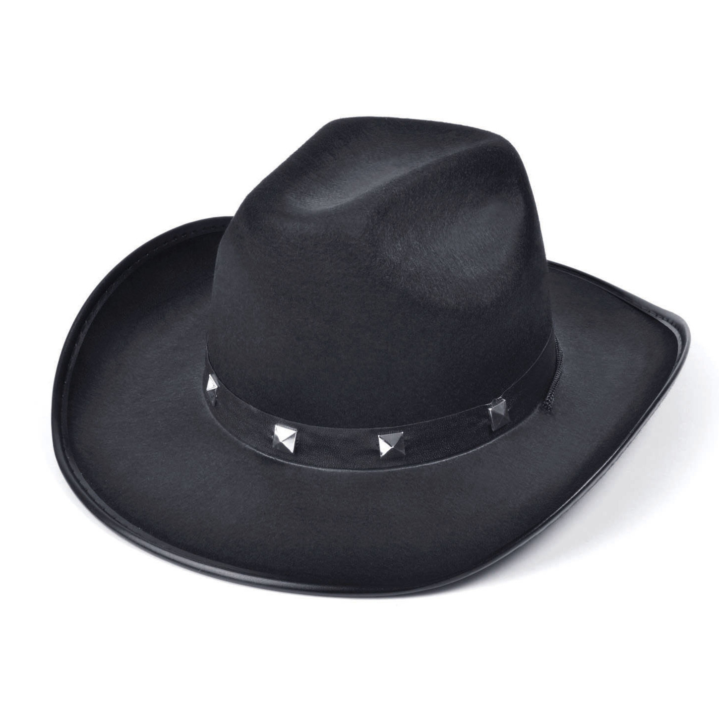 Carnaval verkleed hoed voor een cowboy met studs zwart polyester heren-dames