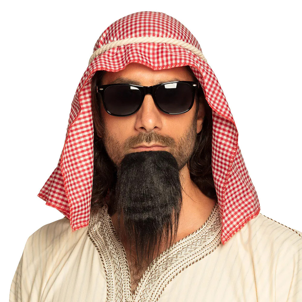 Carnaval verkleed set Arabier-Sjeik zonnebril-baard-hoofdoek heren